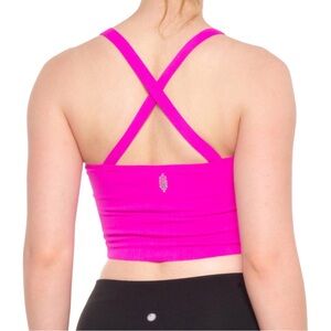Free People Good Karma Crop Tank Seamless Hot Pink Size XS/S V Neck Criss Cross